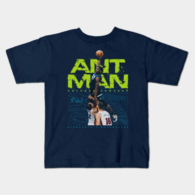 Anthony Edwards Kids T-Shirt by Juantamad